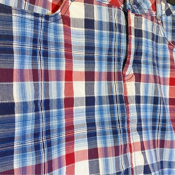 LEE Natural Fit women's size 6 blue white red plaid check cotton skort pockets - Picture 8 of 8